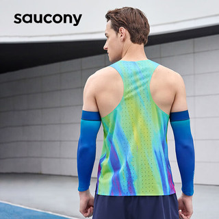 Saucony索康尼专业跑步背心男舒适透气运动背心炫彩蓝紫色组M