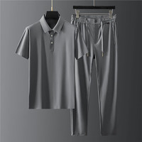 Walker Shop 运动套装男短袖t恤男长裤男士休闲套装爸爸二件套 灰色 M