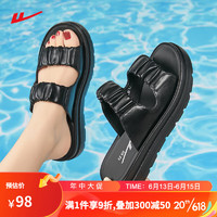 WARRIOR 回力 凉拖鞋女士户外穿休闲沙滩鞋耐磨运动凉鞋 WSL(WZ)-0644 黑色 36
