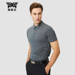 PXG高尔夫服装男士短袖韩国进口基础款纯色polo衫23新品golf翻领T恤 PHMPM221821 灰色 XXL