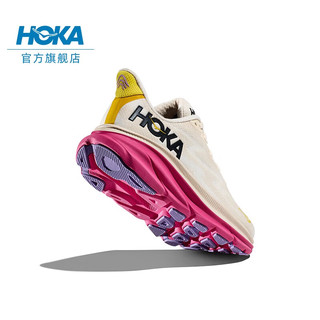 HOKA ONE ONE女款克利夫顿9跑步鞋Clifton 9舒适缓震轻盈回弹轻量透气 蛋酒色/香槟白 36/220mm