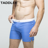 TADDLEE 泳裤男士内衬速干宽松大码平角游泳裤男健身运动休闲透气泳装 浅蓝色 S