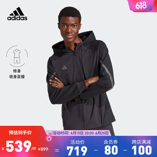 adidas阿迪达斯官方轻运动男装春运动休闲修身连帽夹克外套IC8039 黑色 A/L