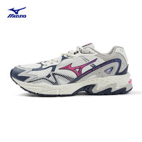 美津浓（MIZUNO）慢跑鞋春季新品舒适耐磨回弹缓震透气跑步鞋 ADVENTURE 05/棉色/藏蓝/荧光粉 36