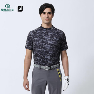 Footjoy高尔夫服装新款男士防紫外线抗菌舒适FJ短袖圆领衫 80478-迷彩蓝 S