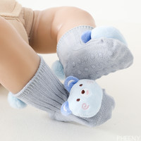 PHEENY 婴幼步前袜 棉春秋宝宝防着凉薄款可爱小尾巴室内防滑点胶学步袜