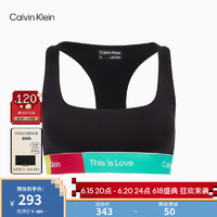 Calvin Klein 运动23春夏女士可卸垫中度支撑健身文胸4WS3K129 001-太空黑 L