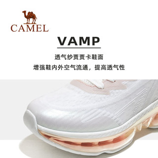 CAMEL 骆驼 全掌气垫运动鞋男2023春夏防滑减震全掌气垫鞋子跑步鞋女 X13S397024，白/天蓝，男 38