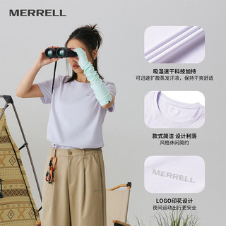 迈乐（Merrell）速干t恤女士户外跑步健身训练吸湿排汗透气弹力宽松舒适短袖上衣 MC1239003-4浅紫 S
