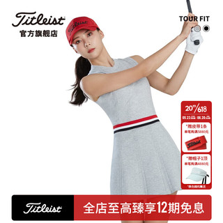 Titleist泰特利斯高尔夫服装女士背心23夏季TOUR FIT女装修身V领T恤 浅灰色 S