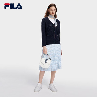 斐乐（FILA）官方女子编织外套2023夏季新款时尚休闲V领编织开衫上衣 传奇蓝-NV 165/84A/M