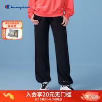 Champion冠军2023早春新款刺绣小c logo休闲运动长裤卫裤束脚裤男女 黑色 S