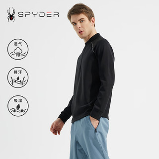 SPYDER蜘蛛男子立领套头印花运动拼接撞色TRAININGT恤23CS423M 23CS423M-黑色 S