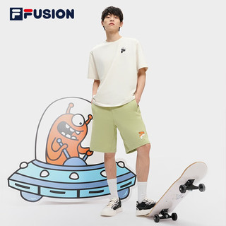 FILA 斐乐 FUSION短袖T恤情侣款时尚宽松运动休闲男女装中性上衣 乳糖色-BG 160/84A/XS