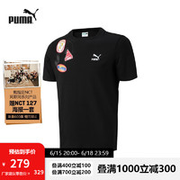 彪马（PUMA）官方 男子休闲印花短袖T恤 TEAM BADGE 623250 黑色-01 S(170/92A)