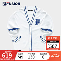 斐乐（FILA） FUSION潮牌女子编织外套2023夏新款时尚休闲宽松V领开衫 标准白-WT 160/80A/S