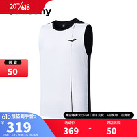 Saucony索康尼男子T恤23夏季新品透气运动无袖T恤跑步训练短T 白色 XL（180/100A）