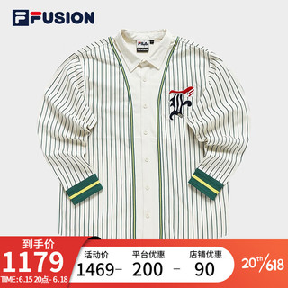 FILA FUSION斐乐潮牌男子长袖衬衫2023春季新款时尚宽松梭织上衣 麦芽糖白-IV 180/100A/XL