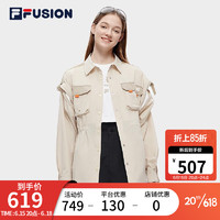 斐乐（FILA） FUSION潮牌女子梭织上衣2023夏季新款时尚宽松长袖衬衫 春荞色-BG 160/80A/S