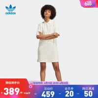 adidas 官方三叶草女装春季舒适运动翻领短袖连衣裙IP3755 乳白色 A/S