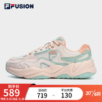 斐乐（FILA） FUSION潮牌FLASH女鞋跑步鞋2023夏季新款复古潮鞋运动鞋 海盐粉/薄纱绿-AA 36