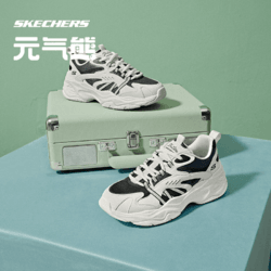 SKECHERS 斯凯奇 元气熊丨Skechers徐梦洁同款2023年夏季情侣款跑步鞋软底运动鞋 896205-NTBK 自然色/黑色 35