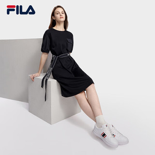 FILA 斐乐 官方女子针织连衣裙2024春季时尚休闲圆领连衣裙