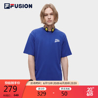 FILA FUSION斐乐潮牌男子运动T恤2023夏宽松圆领短袖上衣男