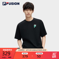 FILA FUSION斐乐潮牌情侣运动T恤2023夏宽松圆领短袖上衣男女