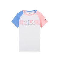 FILA 斐乐 女中小童（105-130）夏季女童装纯棉时尚舒适撞色短袖T恤