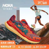 HOKA ONE ONE男女款钛氪动X2碳板越野跑鞋Tecton X2回弹保护抓地 樱桃红/火红色-女 46/295mm