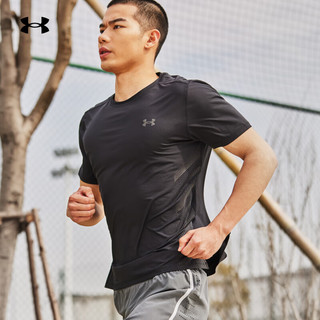 安德玛（UNDERARMOUR）春夏Iso-Chill男子跑步运动短袖T恤1376518 黑色001 3XL