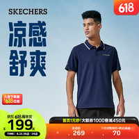 SKECHERS斯凯奇2023年春季新款男子时尚百搭运动短裤 海军学院蓝/02MZ S