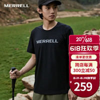 迈乐（Merrell）速干t恤男士户外跑步健身训练吸湿排汗透气弹力宽松舒适短袖上衣 MC2239004-2黑色 XL