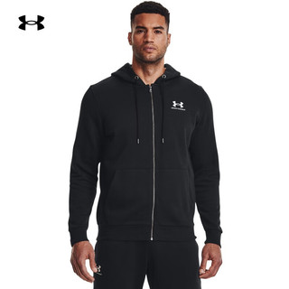 安德玛（UNDERARMOUR）春夏Essential男子抓绒连帽训练运动外套1373881 黑色001 3XL