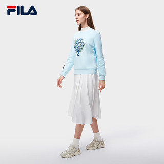 FILA 斐乐官方x梵高博物馆女子卫衣时尚运动印花针织套头衫休闲上衣 天浅蓝-LB 160/80A/S