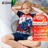 洲克ZOKE儿童泳衣男童连体平角卡通动漫121603528 兰红150-68-58(16)