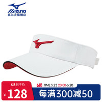 美津浓（MIZUNO）高尔夫球帽 男士2023夏季新款遮阳帽 运动透气golf户外帽 可调节 32CW2W03-76 白红色