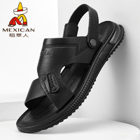 稻草人（MEXICAN）凉鞋男凉鞋沙滩鞋男士帆布沙滩鞋男  105DE028 黑色 41