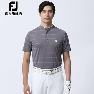 Footjoy新款高尔夫服装男士FJ春夏新款男装短袖T恤golf舒适运动POLO领衫 岩灰条纹80453 L