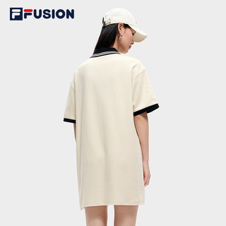 斐乐（FILA） FUSION潮牌女子连衣裙2023夏时尚宽松简约POLO领连身裙 乳糖色-BG 165/84A/M