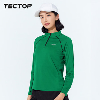 探拓（TECTOP）速干衣女户外立领透气跑步弹力长袖T恤反光骑行服036女祖母绿L