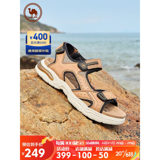 骆驼牌户外男士休闲凉鞋透气舒适皮凉鞋软底沙滩鞋 P13M307017 沙色 38