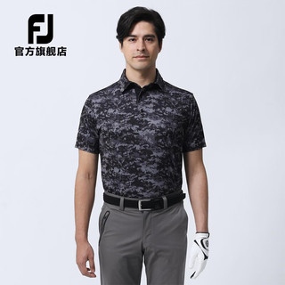 Footjoy新款高尔夫服装男士新款运动舒适golf短袖时尚印花迷彩上衣 迷彩白80468 M