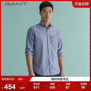 GANT 甘特 春夏男士经典时尚简约气质学院风翻领长袖衬衫|3046400