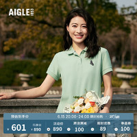 AIGLE艾高2023年春季新品男女同款UPF40+防紫外线短袖POLO衫T恤 灰薄荷色 AM232 女士 XS