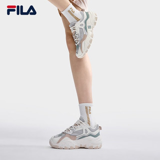 FILA 斐乐 官方掠夺者2女鞋男鞋情侣跑步鞋2023夏季老爹鞋时尚复古运动鞋 月岩灰/雪白-LS 40/40