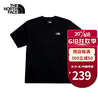 北面（The North Face）短袖男春夏新款户外徒步休闲服透气舒适半袖吸湿排汗简约轻薄T恤 JK3/黑色 XL