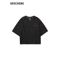 SKECHERS 斯凯奇 夏季女子透气纯色简约运动休闲时尚针织短袖T恤衫L323W013