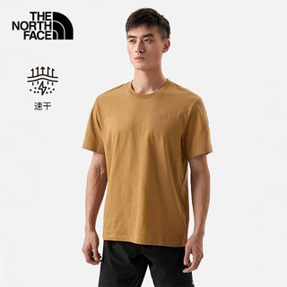 北面（The North Face）短袖男春夏新款户外徒步休闲服透气舒适半袖吸湿排汗简约轻薄T恤 173/卡其色 3XL